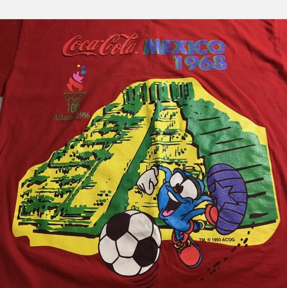 Vintage 90s coca-Cola summer olympics Soccer Bootleg Shirt Size XL - Picture 5 of 11